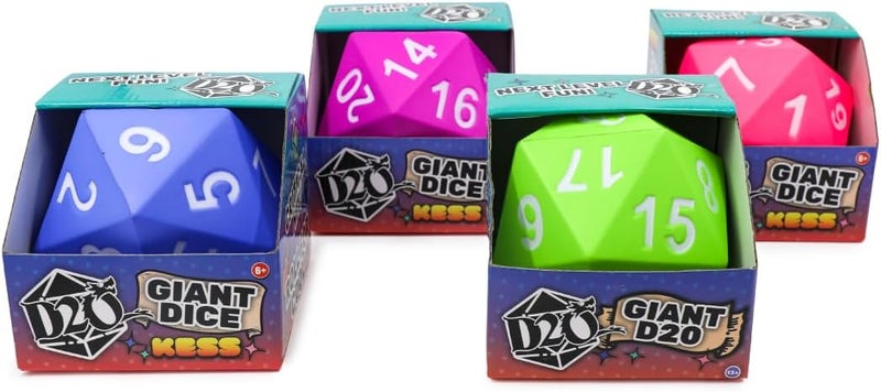 Kess Giant D20 Foam Dice: Oversized 20-Sided Dice for RPG and Collectors - 6 Vibrant Colors, Perfect for Outdoor Fun in Backyard, Pool, Beach. Ages 6+ (Blue) - Image 4